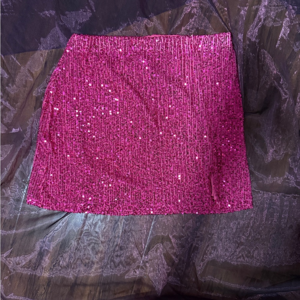 Art Class Fuchsia Sequin Mini Skirt